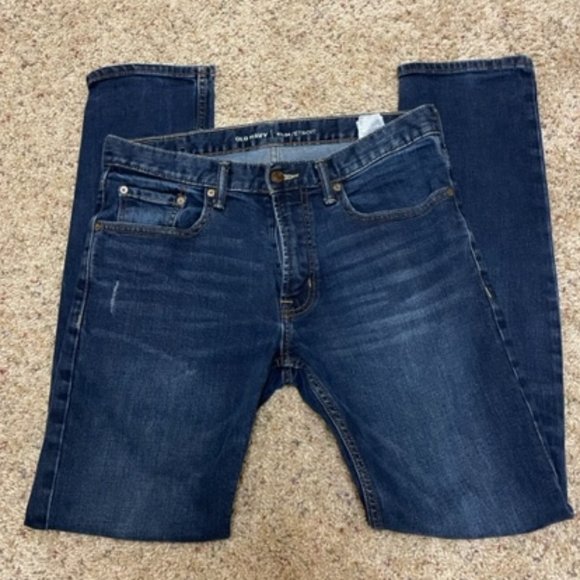 Old Navy Dark Wash Distressed Slim Fit Denim Jeans – 30x32 - Picture 3 of 7